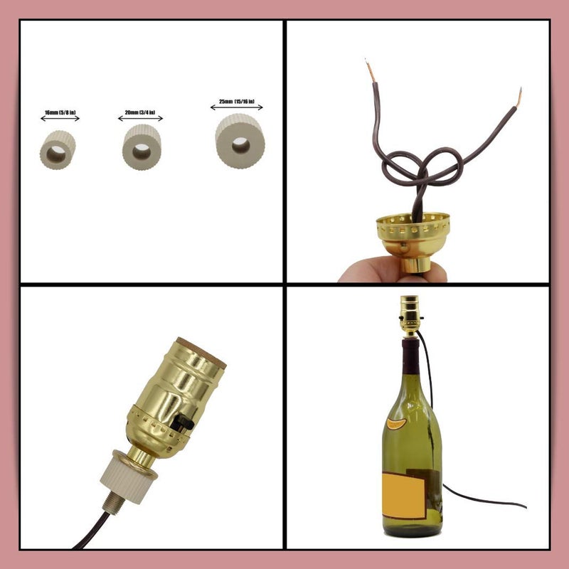 Creative Hobbies Pack of 10 Lamp Kits - Make A Lamp Wiring Kits for Wine, Oil, Liquor Bottle Lamp Conversion or Lamp Restoration DIY Repair, Unique Side Exit Socket Cap No Drilling Required - Image 2